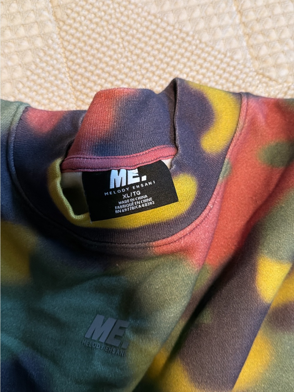 Melody Ehsani Multicolor Tie-Dye Crewneck with Yellow, Pink, Green, Blue